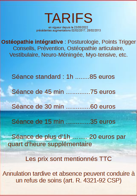 Tarif des honoraires - Lionel Guérin, Ostéopathie